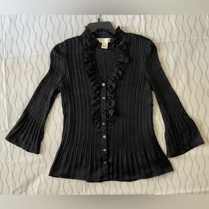 New York City Design Co. Black Blouse Ruffle Top Size S Shirt